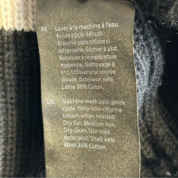 COS Wool Blend Black and Off White Striped Zip Sweater Size Medium *Small Flaw - Picture 9 of 9